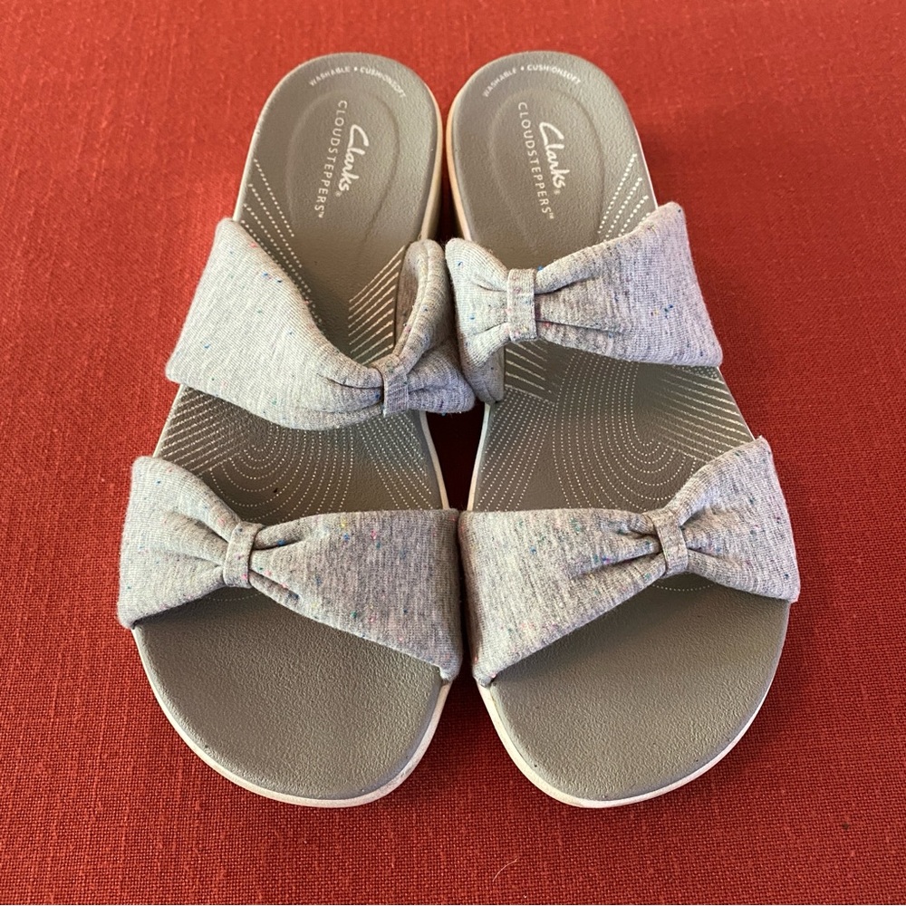 Clarks Cloudsteppers Arla Coast Sandals Slides Comfort Gray Women’s Size 9.5M